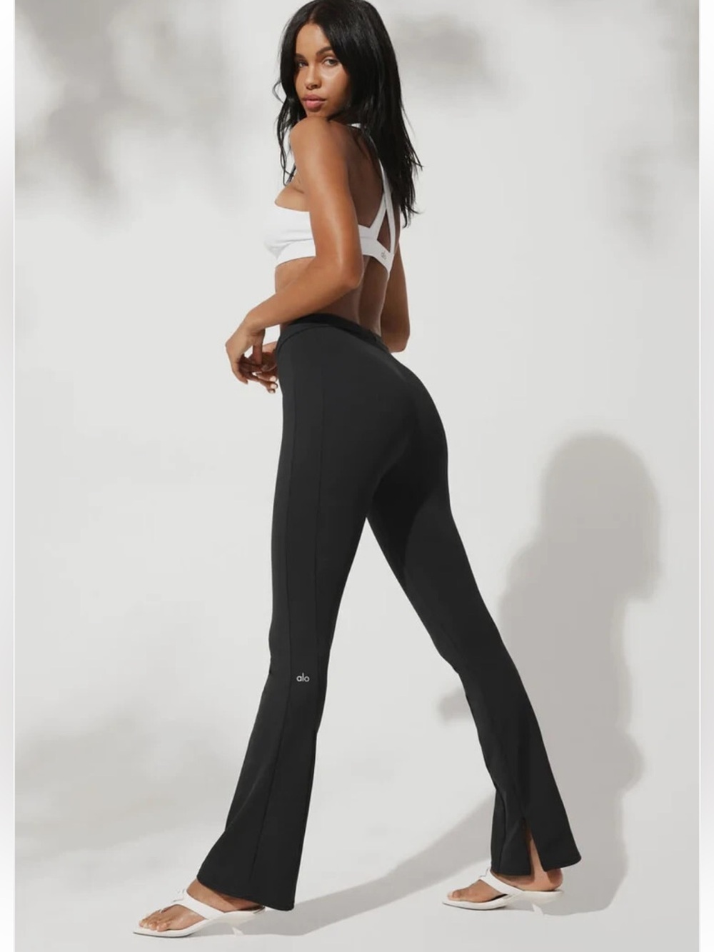Alo High Waist Zip It Flare Legging Size M in black